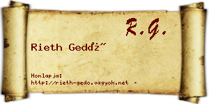 Rieth Gedő névjegykártya